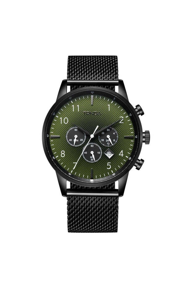 Men's Stainless Steel Watch, Black Mesh Band | Trnda-001