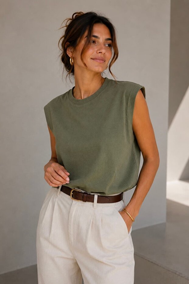 Soft Touch Zero Neck Draped Sleeveless Blouse Md0989