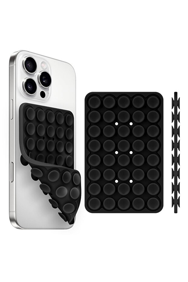 black Silicone Suction Cup Phone Holde Multifunctional Fixed Anti-slip Mobile Fixture Double Sided D