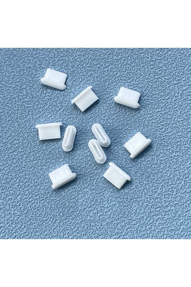 White-10pcs 10pcs Type-C Dust Plug USB Charging Port Protective Cover Black White Silicone Dust Cap