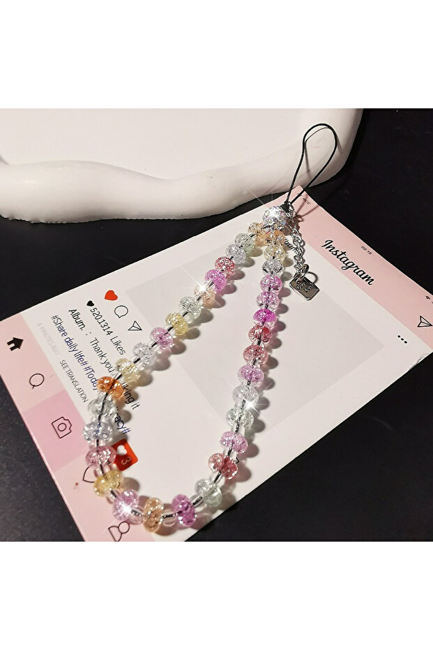 a02 Candy Crystal Beads Mobile Phone Chain Short Wrist Pendant