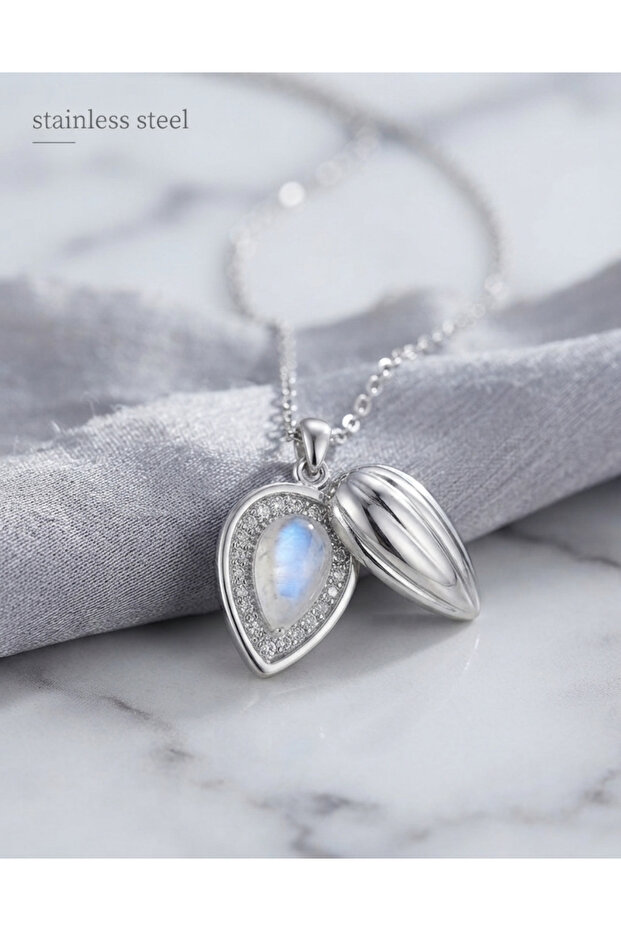 316L Steel Chain Silver Color Drop Bud Model Necklace