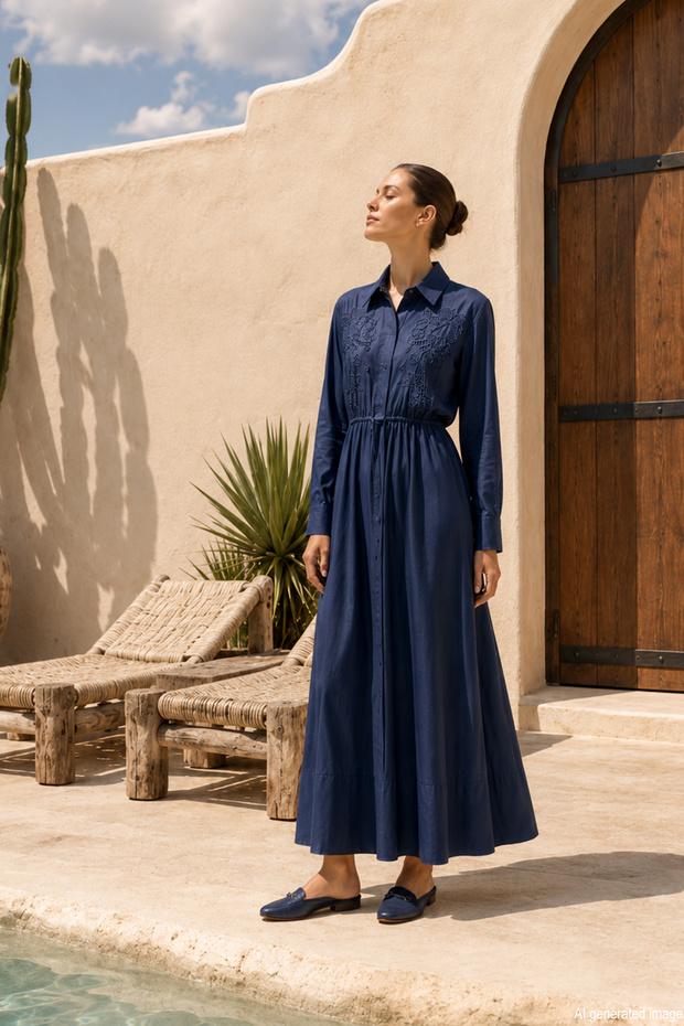 Ivory from Dress Embroidered Dress 5210 Denim