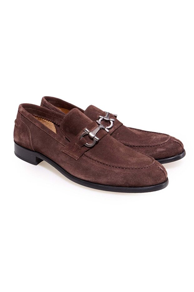Brown Laceless Genuine Leather Suede Leather Sole Men's Shoes