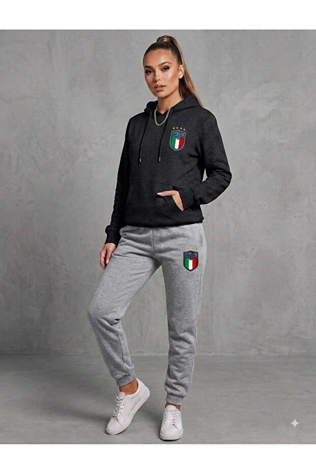 Hooded Sweatshirt 2-Piece Winter Embossed Italian Printed Women's / Men's Unisex Model