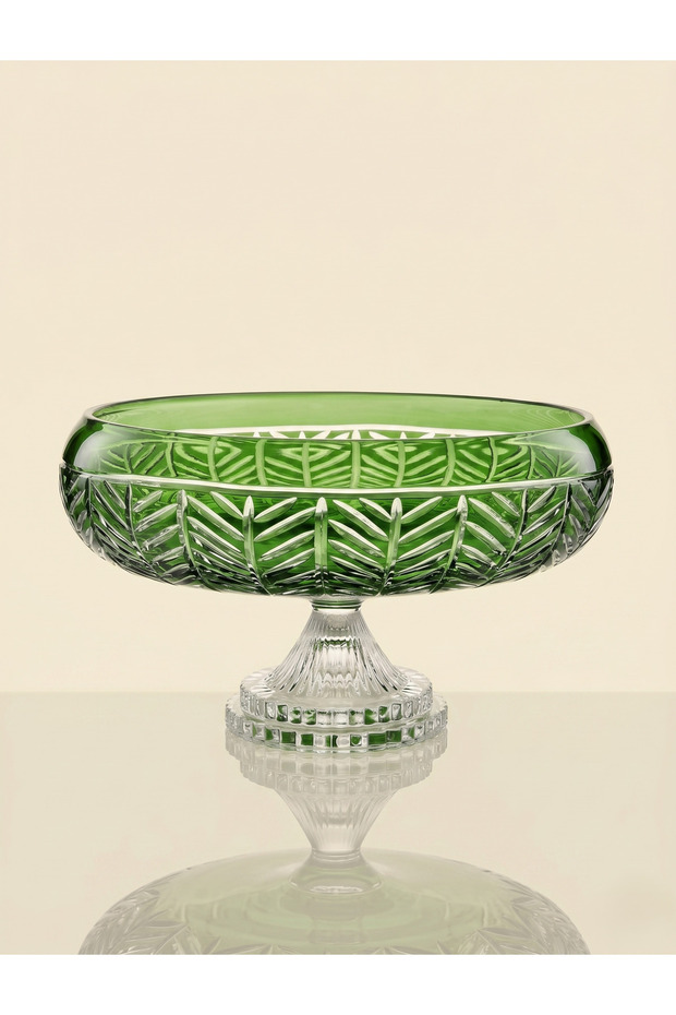 Crystal Cut Handcrafted Premium Glass Bowl - Presentation Bowl 28cm