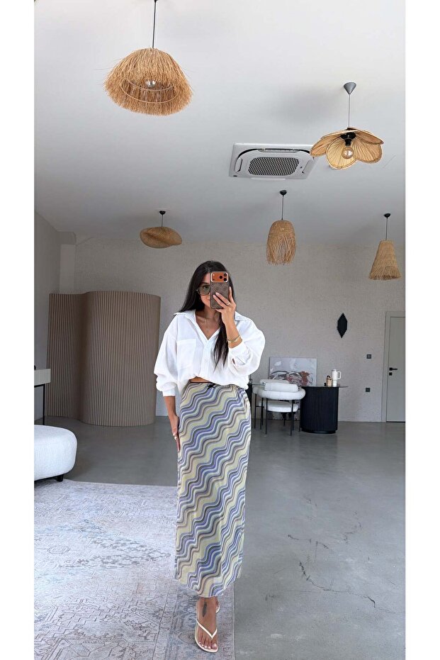 Yellow Patterned Lined Tulle Skirt