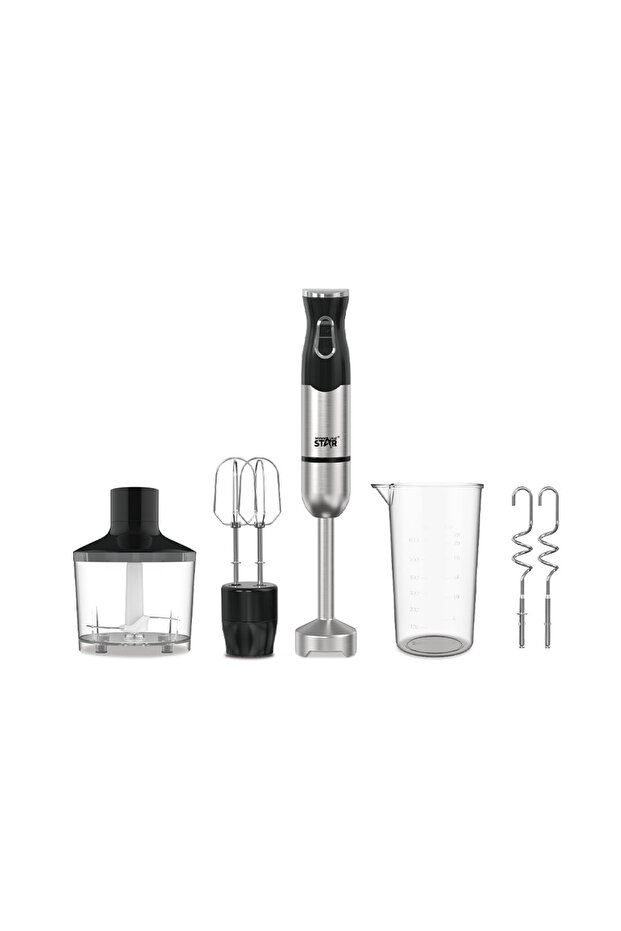 4-in-1 Hand Blender Set, Electric Immersion Stick Blender with Food Chopper, Whisk, Dough Hooks