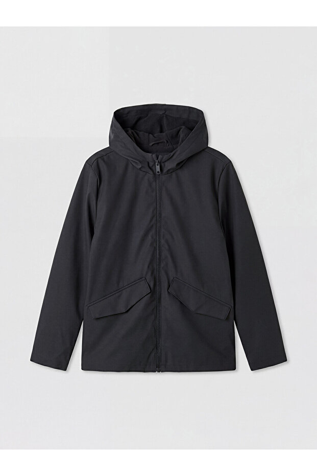 Black Hooded Boy's Coat