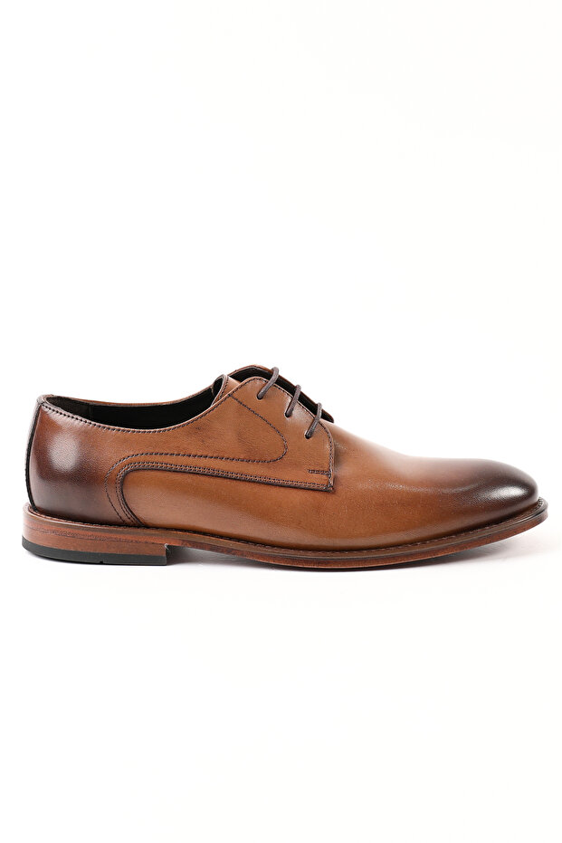 Genuine Leather Tan Derby Model Leather Men's Shoes - Kx4503