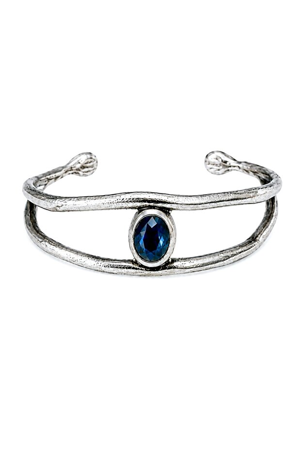 Capo Woman Oval Crystal Clamp Bracelet – Double Arm Modern Design