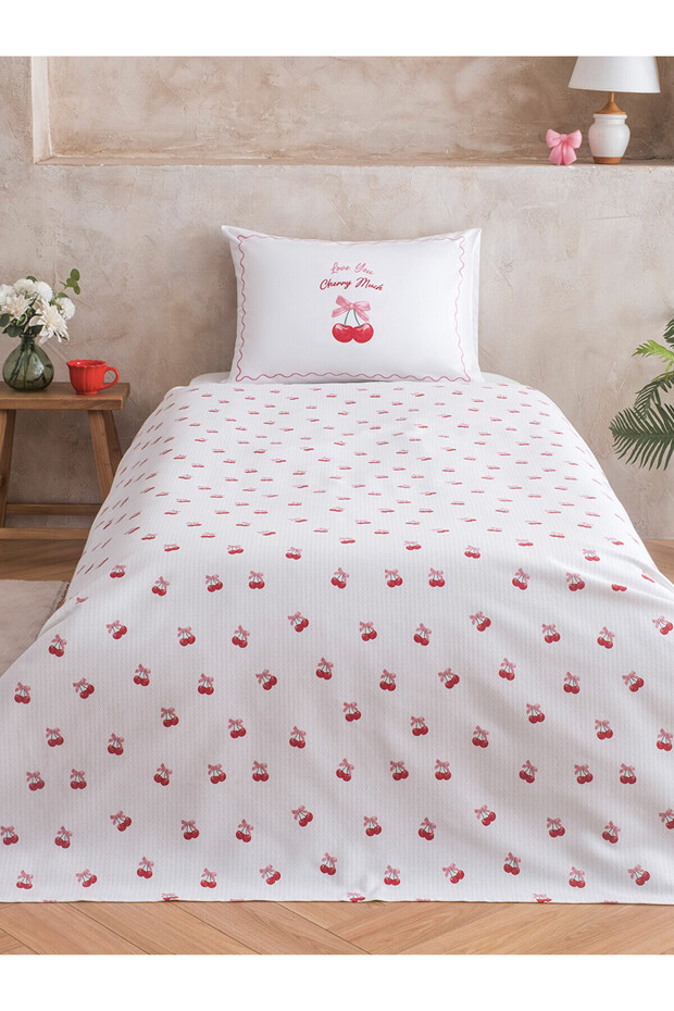Nevavm Cherry Patterned Single Pique Set with Difference