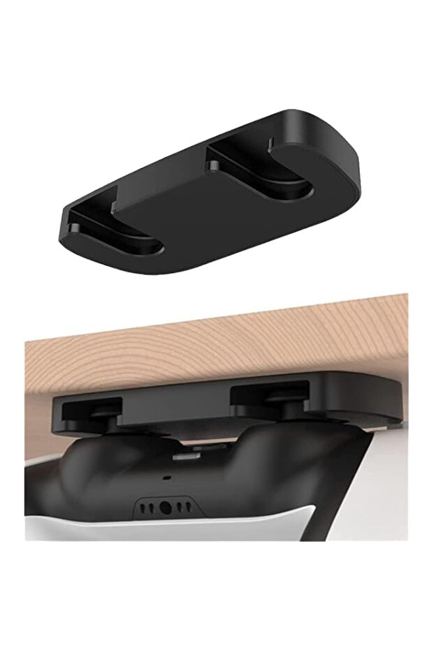 Aputue Controller Table Stand, Black under Desk Mount Bracket Holder, Space Saving Storage Hanger Compatible with PS5 PS4 Gamepads, Desk Organizer Accessories for Computer Gaming Setup