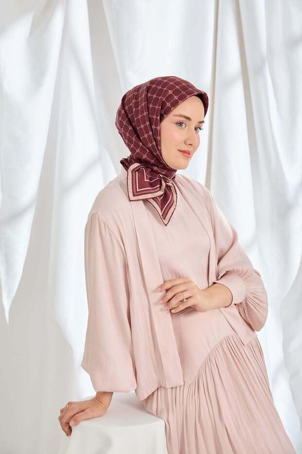Twill Silk Scarf Monogram Burgundy