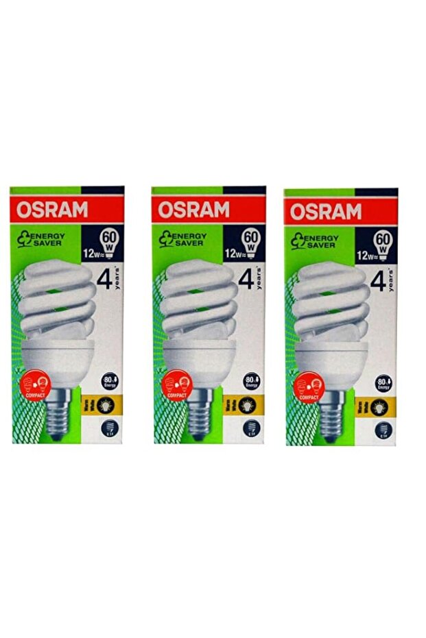 Osram Fluorescent Bulb Set, 3 Pieces, Yellow, 12W, 220V E14, OSR3-76911
