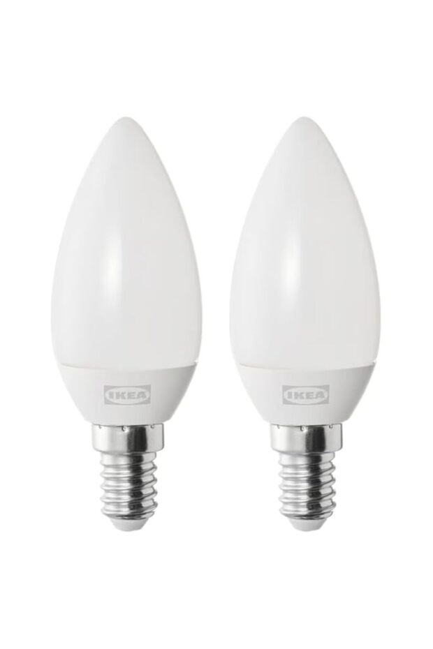Ikea SOLHETTA LED Bulb E14, 250 Lumen, 2700K Warm White, 2-Pack, Chandelier Opal White