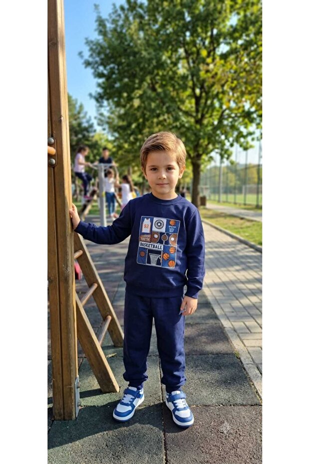 Boy's Tracksuit Set Sweatshirt Bottom Cotton Two-Thread Seasonal Casual Sports Combination 3-4-5-6-7 Years Old 1 Size Larger Preferred