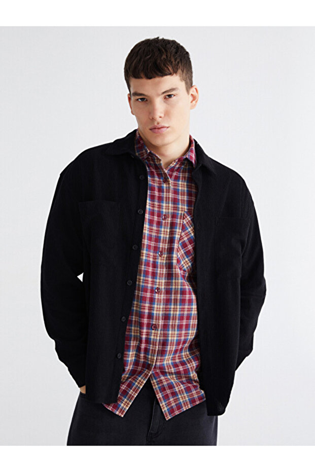 Esvab • Modern & Distinctive Standard Fit Long Sleeve Velvet Men's Shirt