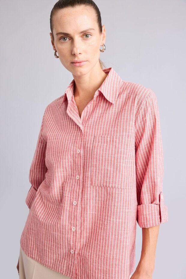 Regular Fit Shirt with Collar Flaps Cotton Long Sleeve Shirt H9508Ax26Au