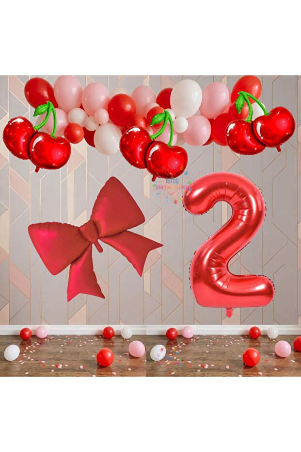 Istoch Cherry Themed Luxury Birthday Celebration Set Age-2