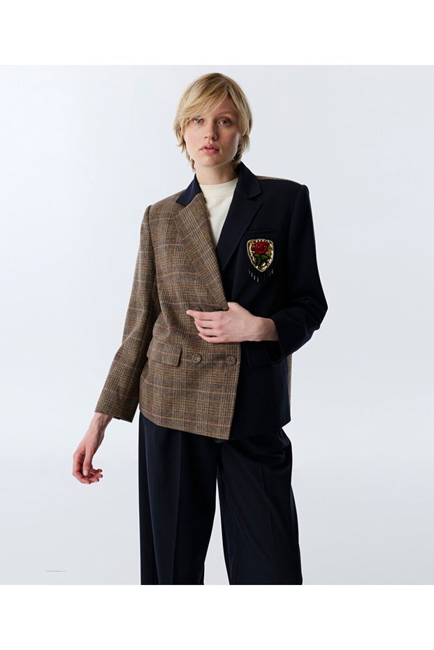 EKOSE DESEN MIX PATCH'Lİ BLAZER