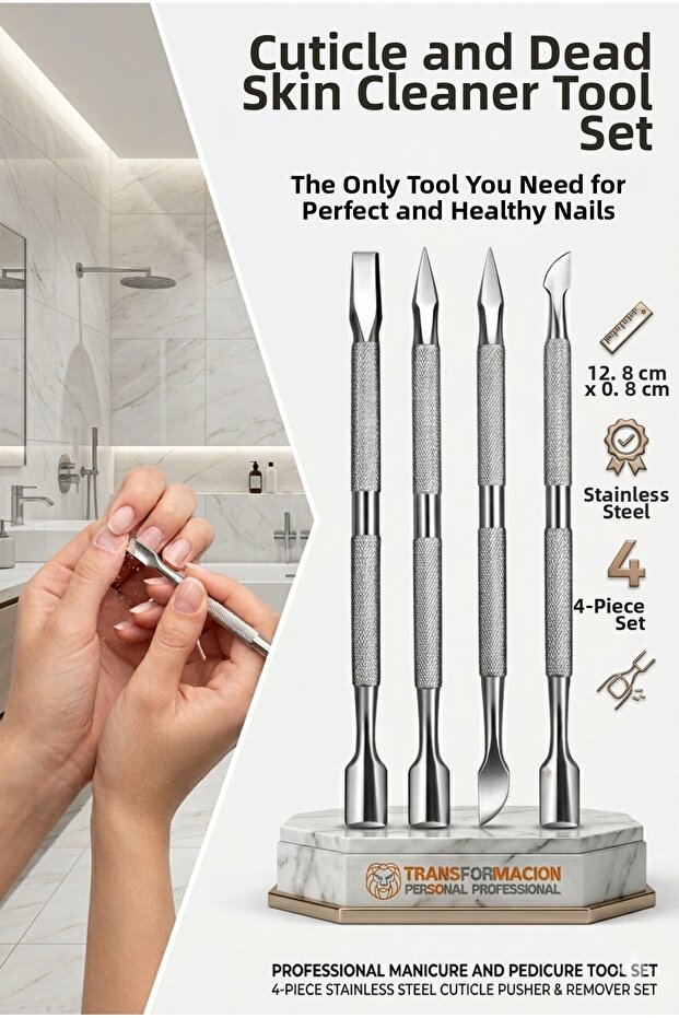 Professional Steel Kronk Set Nail Cleaner Cuticle Pusher and Cleaner 723170