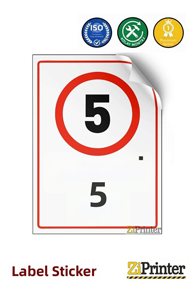 5 ملصقات لافتة تحذيرية للسرعة القصوى 25x35 سم