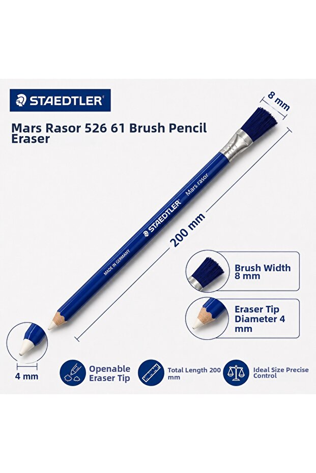 Set of 3 Mars Rasor 526 61 Brushed Pencil Erasers Sketch and Drawing Detail Erasers
