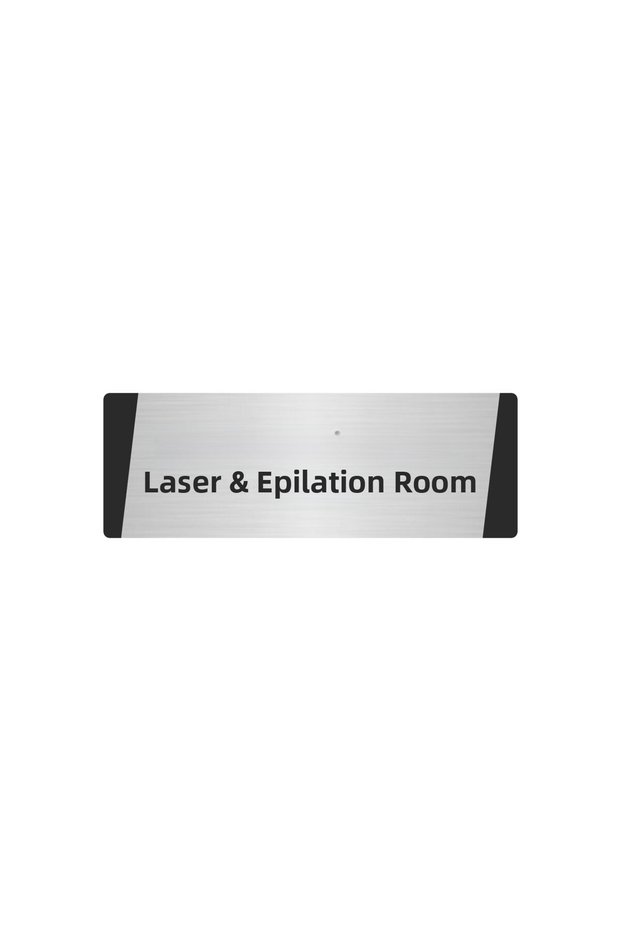 Laser & Hair Removal Room Metal Warning Sign 10X20 cm Silver Color