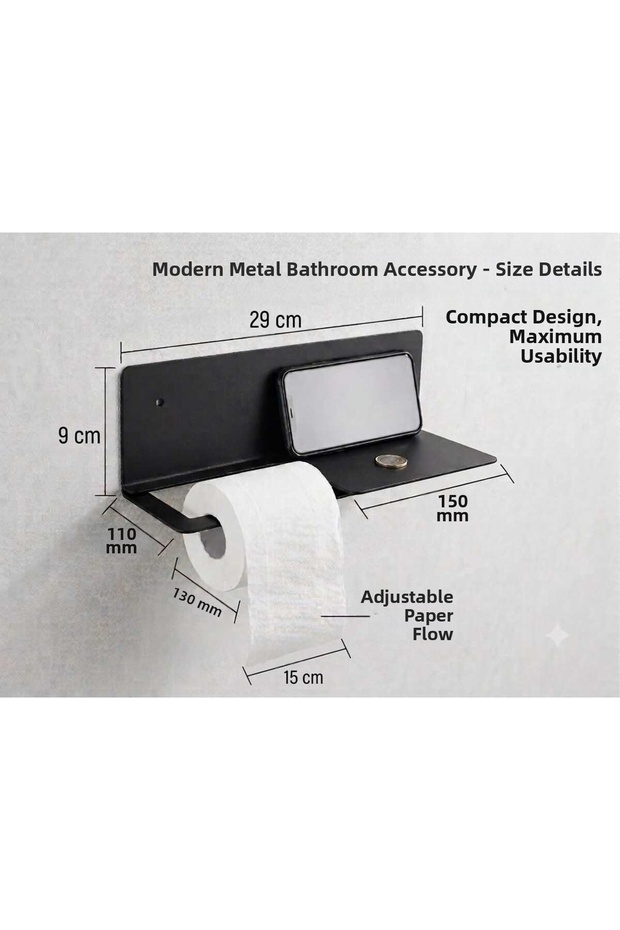 Toilet Paper Holder Metal Black 29X9 cm Toilet Paper Roll Holder