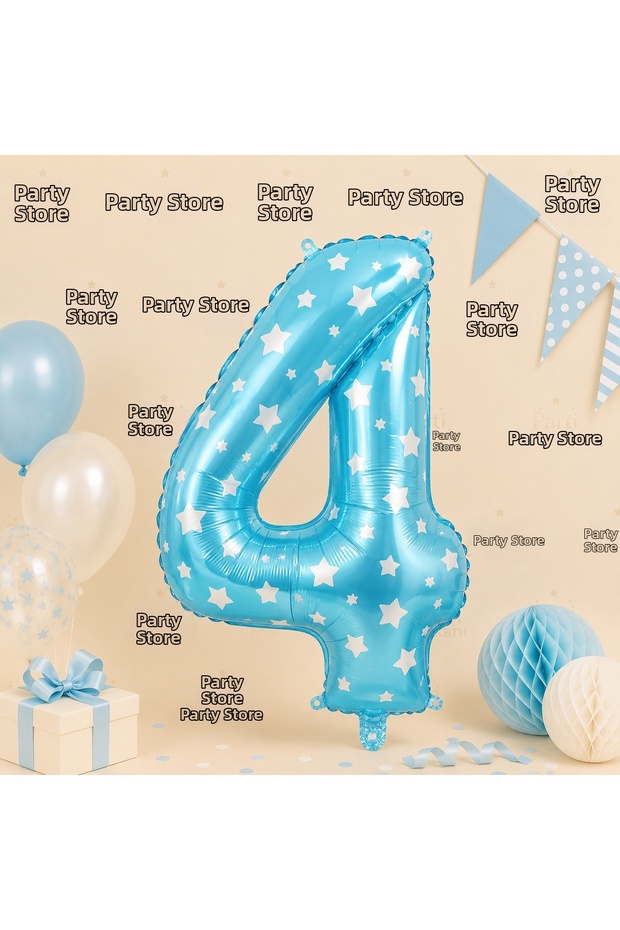 16 Inch 36 cm Polka Dot Blue 4 Number Foil Balloon Birthday Age Balloon Party Decoration