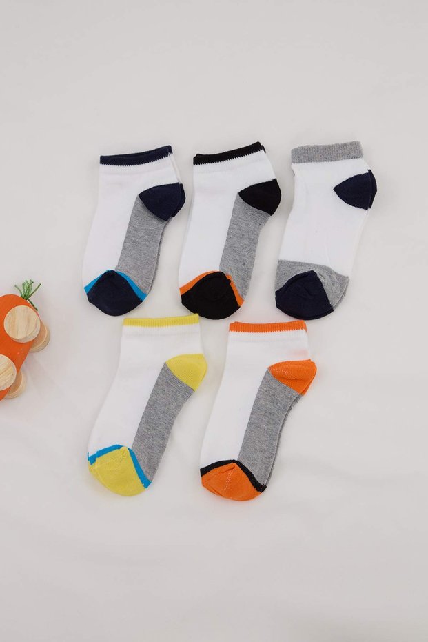 Multicolored 5-Piece Boys' Striped Detailed Socks Tkdss26Co00023