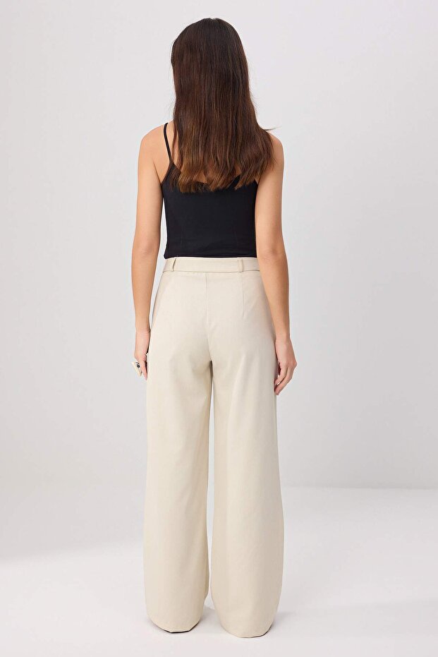 Vizon Wide Leg/Geniş Paça Pilili Dokuma Pantolon TWOAW22PL0475 - 4