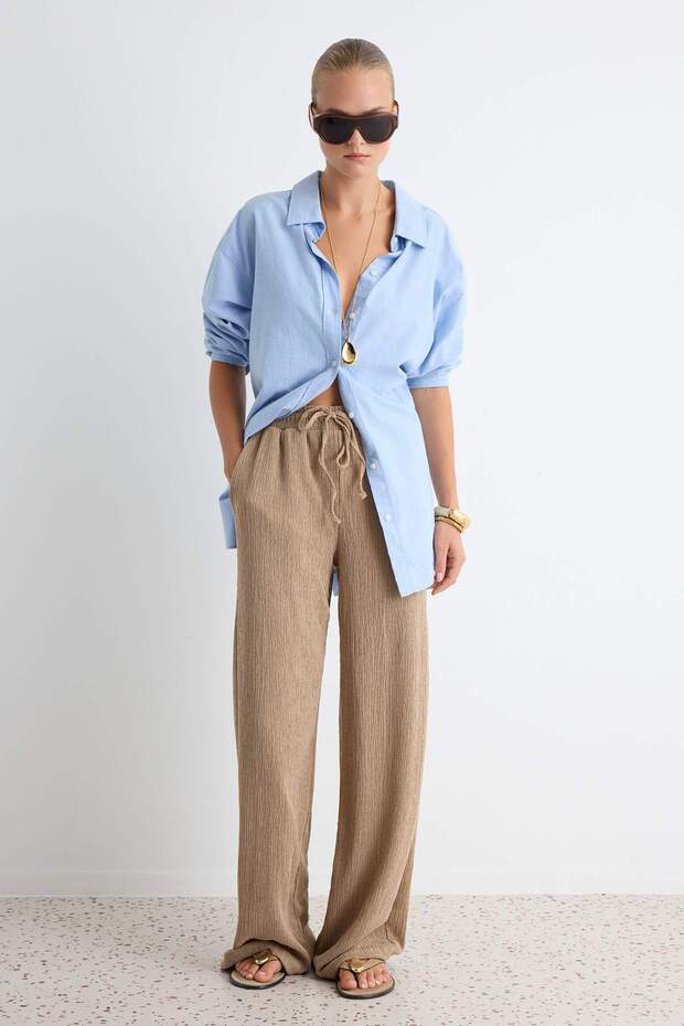 Vizon Wide Leg Esnek Örme Pantolon TWOSS24PL00054