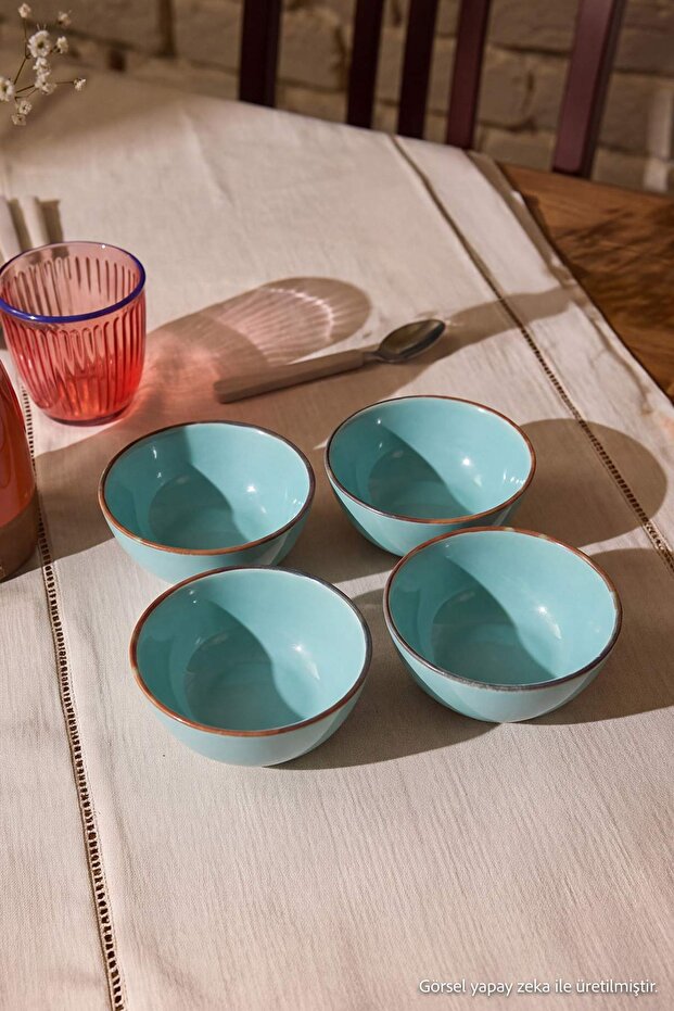 Set of 4 Reactive Glazed Bowls 15 cm X 6 cm Tphaw27Kse00003
