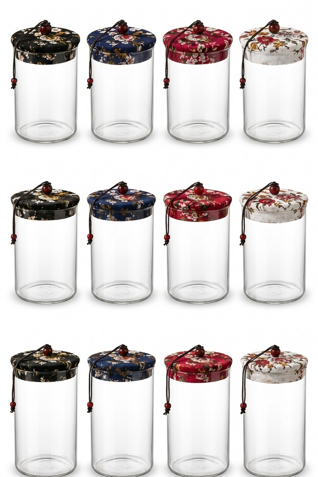 Set of 12 Glass Jars, 4 Jars of Each of 650-800-1000 Ml, Diameter: 8 Cm, Heights: 18-21-25 Cm.