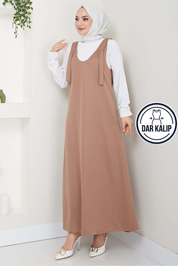 Nehir Knit Vest Dress Taupe color HM2389