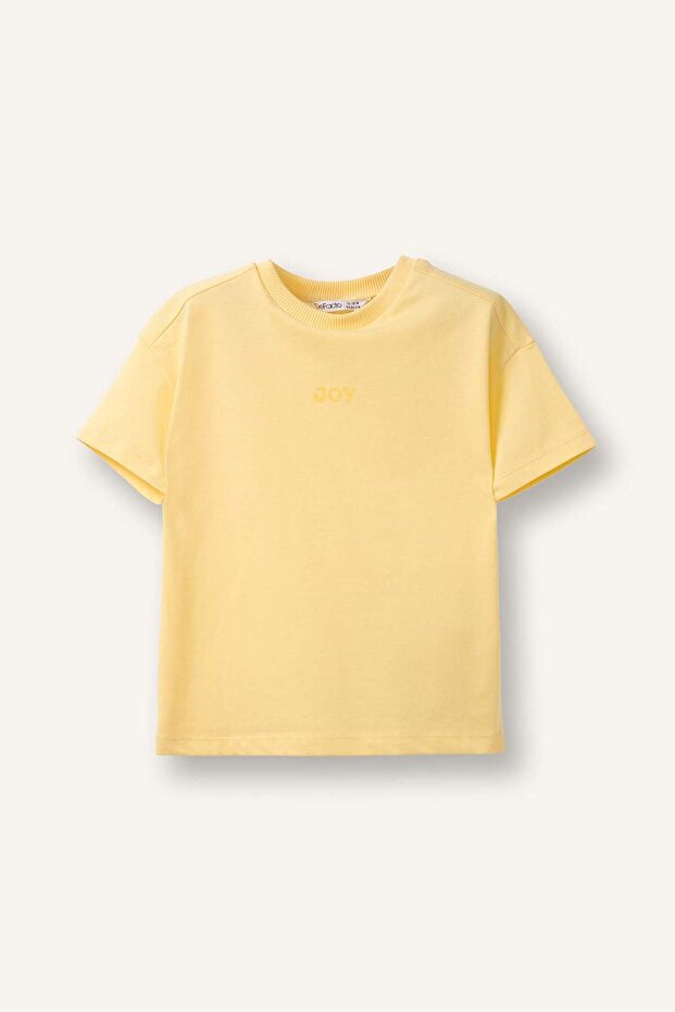 100% Cotton Regular Fit Crew Neck Slogan Printed Short Sleeve T-Shirt Baby Girl E0698A525Sm