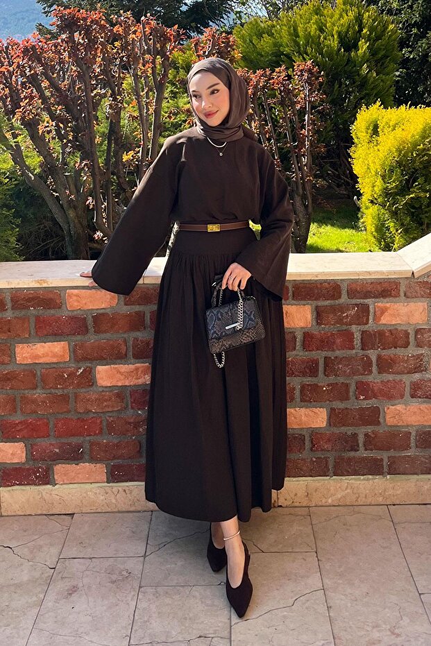 Pinterest High Waist Linen Skirt Set – Bitter Brown