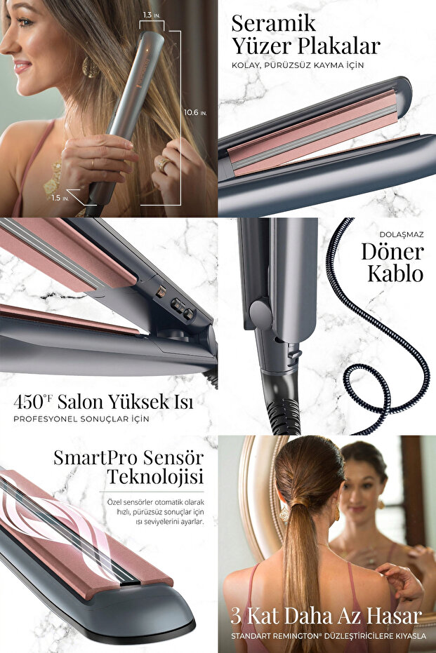 S8598 Keratin Protect Akıllı Saç Düzleştirici - Keratin & Badem Yağlı Seramik Isı Korumalı - 2