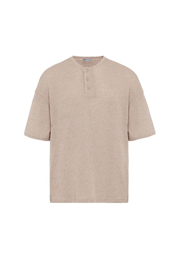 Basic Oversize Button Collar T-Shirt