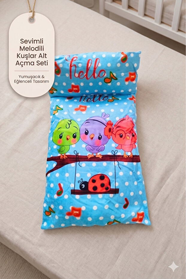 مجموعة فتحة سفلية مطبوعة من Fluffy Hello مكونة من 3 طيور موسيقية