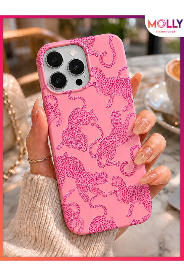 غطاء سيليكون مخملي من الداخل بنمط Pink Predator لهاتف iPhone 12 PRO MAX