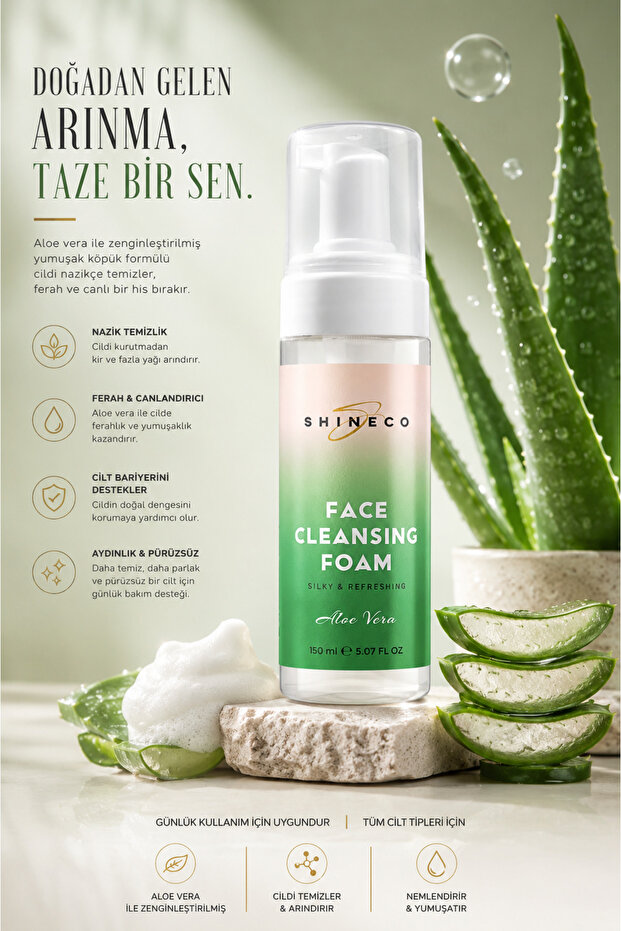 Aloe Vera Facial Cleansing Foam 150 Ml, Cleans, Soothes, Moisturizes