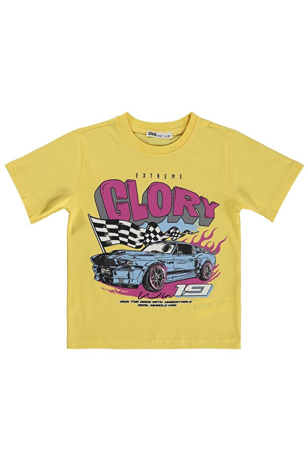 Glory Car Printed T-Shirt for Ages 2-5 - Mustard
