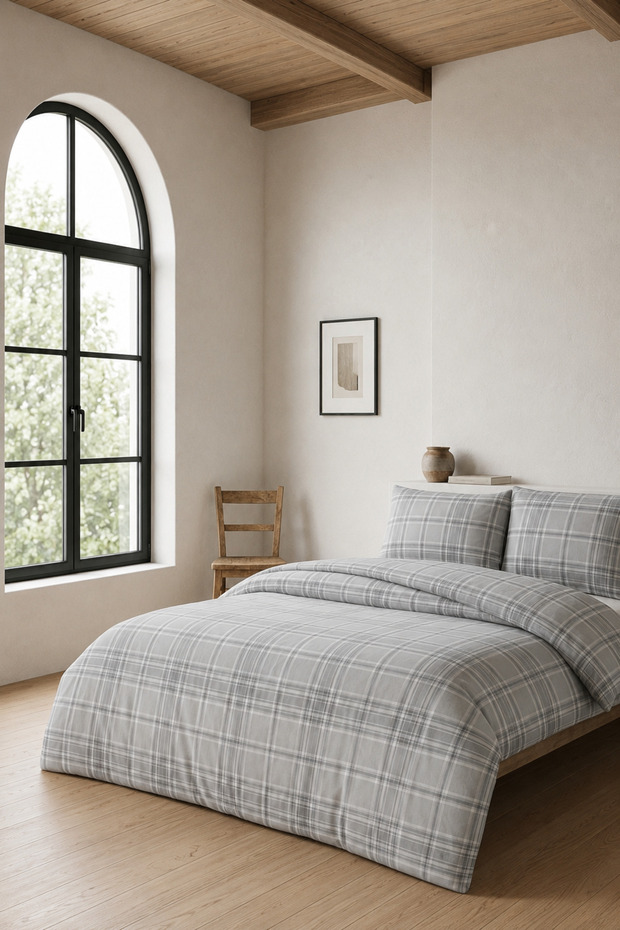 Winter Flannel Double Duvet Cover Set Gray