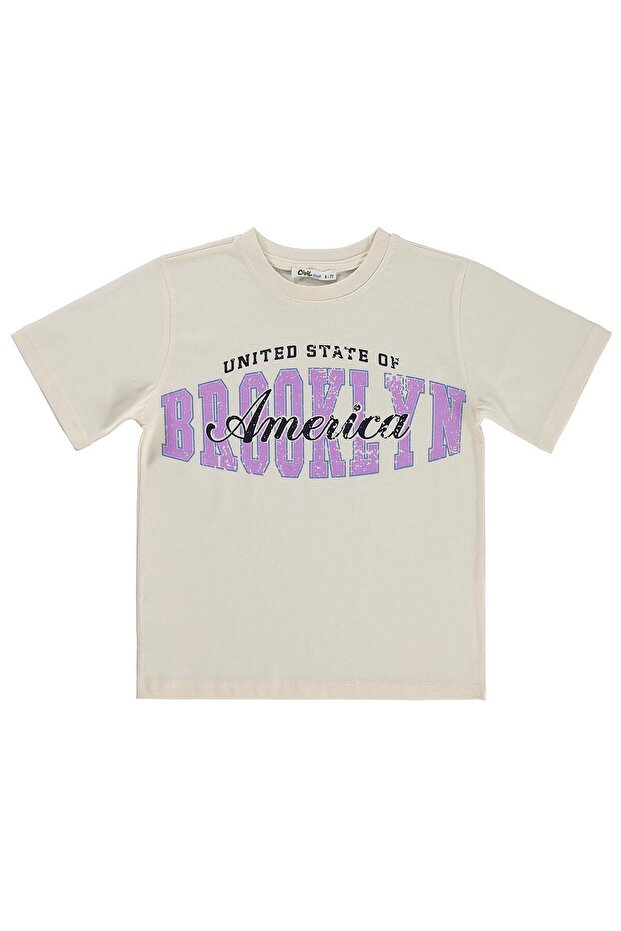 Brooklyn Printed T-Shirt for Ages 10-13 - Ecru