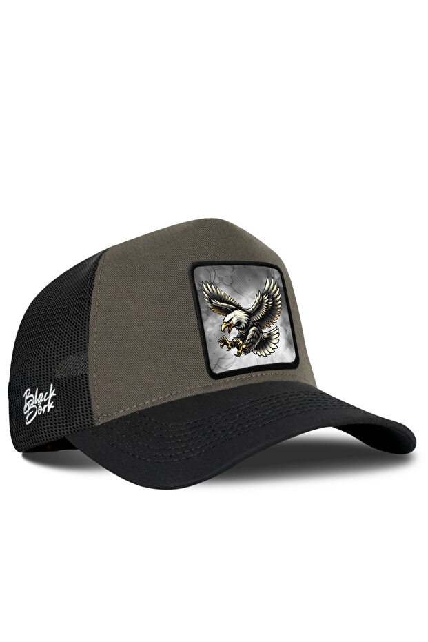 قبعة V1 Trucker Kartal -6BS للجنسين باللون الأسود والكاكي مع شعار كود (CAP)