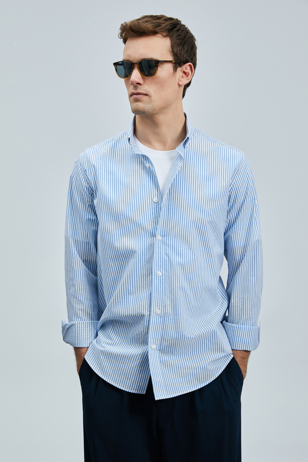 Ανδρικό πουκάμισο Charles Basic Regular Fit Μπλε - 4