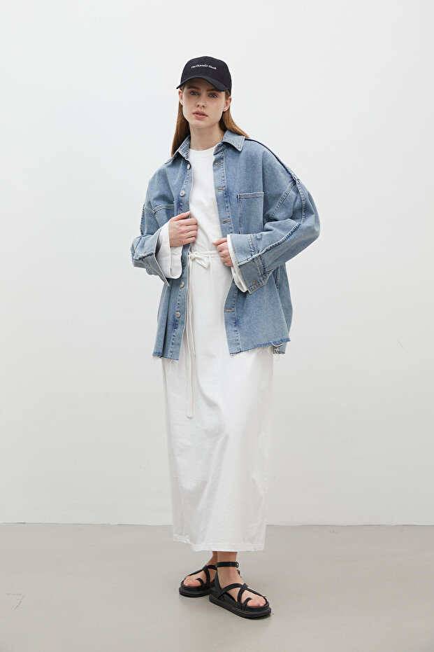 OVERSIZE-BAUMWOLLKLEID ECRU